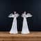 12" Angel Figurines with Silver Floral Accent Set